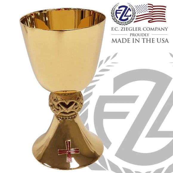 Chalice Paten | 16 Oz | Brass | Gold Finish | Crown of Thorns Node | 2582 | USA