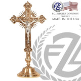 Altar Crucifix | 27-1/2” | Brass | Budded Ends | Ornate Design | 2913 | USA