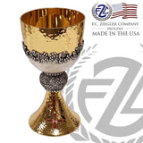 Communion Cup | 7” | 16 Oz | Brass | Gold Plate | Grape Accent | 485 | USA