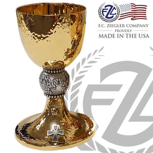 Chalice | 16 Oz | Brass | Gold Plate | Grape Leaf Node | 490 | USA