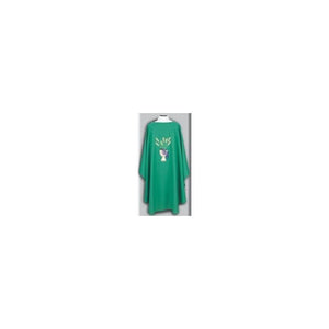 Beau Veste 873 Chalice, Wheat, Grapes Design - Chasuble  Hunter Green  Embroidered Front and Back (A)