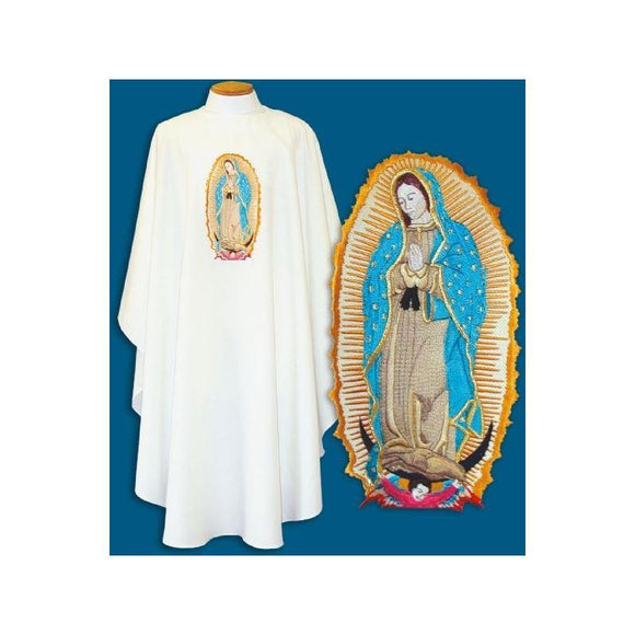 Beau Veste 890 Embroidered Our Lady of Guadalupe Chasuble  Off White  Embroidered on both Front AND Back