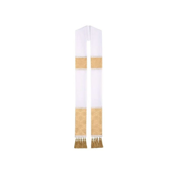 78989A Stole - White with Gold