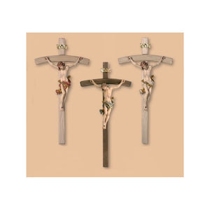 704000 Crucifix Leonardo- Wood Carved Cross Color Dark Sash Color White