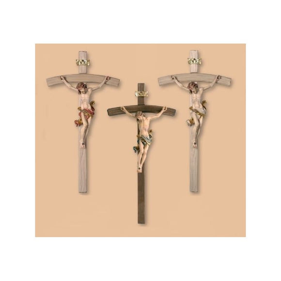 704000 Crucifix Leonardo- Wood Carved Cross Color Light Sash Color White