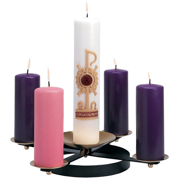 REGAL BRAND SlFAWlS ADVENT WREATH WITH ADJUSTABLE HEIGHT PASCHAL CANDLE  STAND