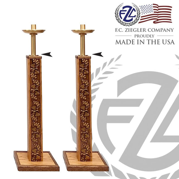 Processional Candlesticks | 44” | Brass | Pair | 1-1/2” Sockets | 4703 | USA