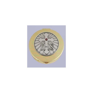 PS371 Pyx - IHS with Cross and Red Jewel Design