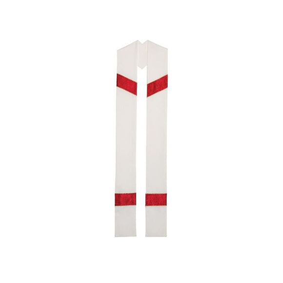 43014A Stole - Cream with Red