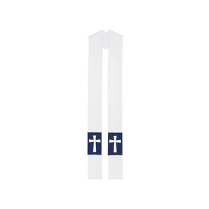 68769A Stole - White and Navy