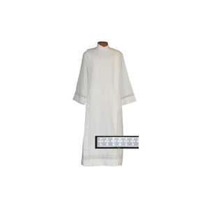 EX-SMALL AMPLE CUT WHITE WOOL ALB W/CROSS LACE