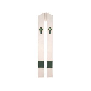 8024A Stole - Cream with Green