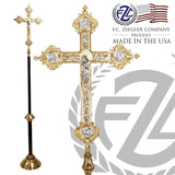 Processional Crucifix | 88” | Brass | Ornate 24" Budded Cross | 2920 | USA