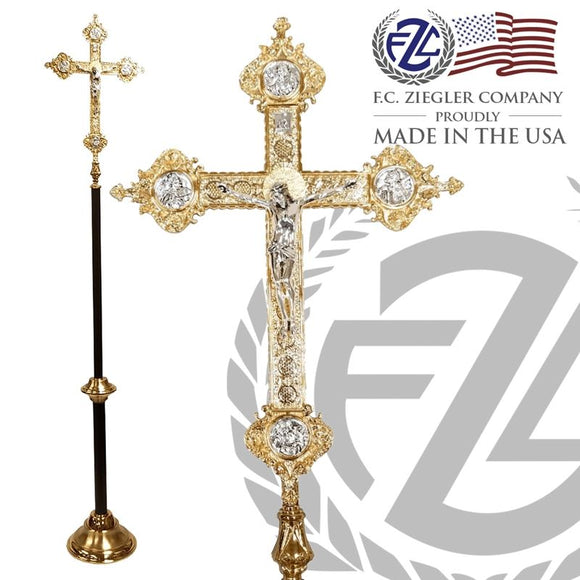 Processional Crucifix | 88” | Brass | Ornate 24